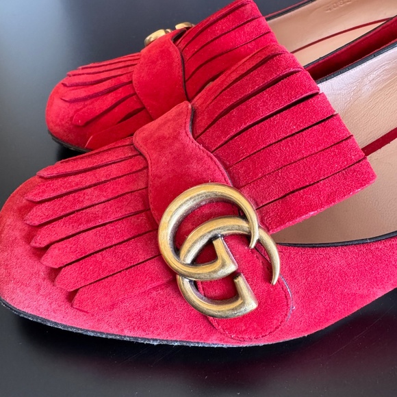 COPY - Authentic Gucci Marmont / Double G suede mid heel pumps size 40.5 - Picture 4 of 8